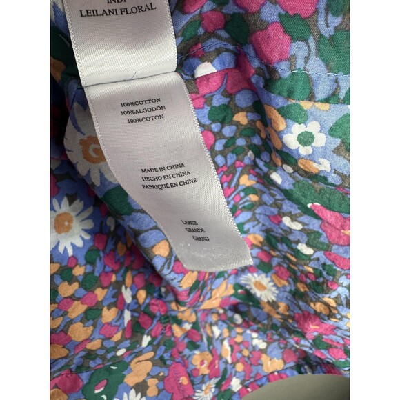 Rails Shirt Womens Large Blue Leilani Floral Boho Peasant Blouse Button Front - Picture 6 of 7